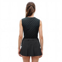 UPDATED - Pleione V-Neck Side Cinch Tie Shell Top In Black