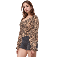 Pleione Long Sleeve Sweetheart Bustier Top In Brown Tan