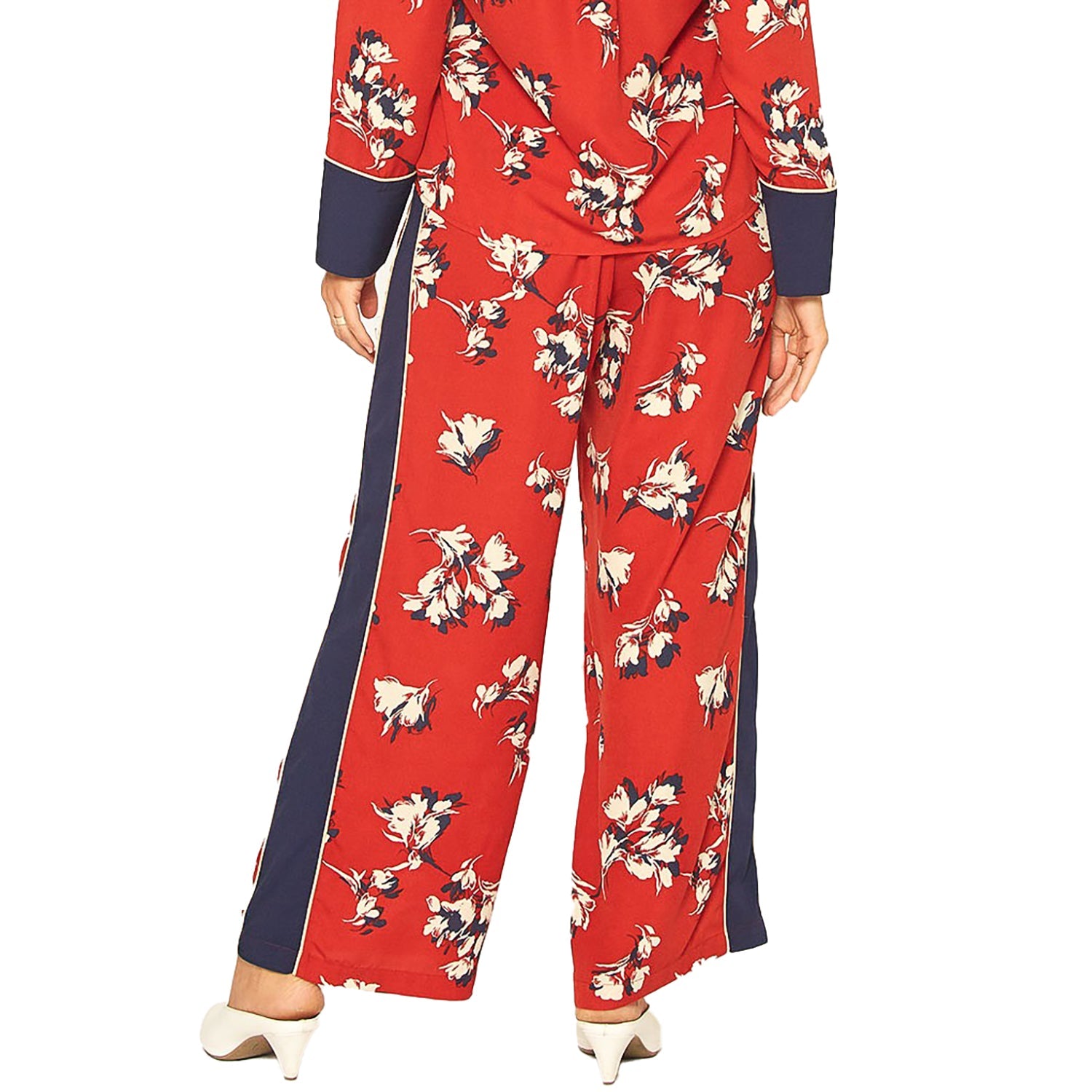 Pleione Floral Navy Contras Palazzo Pants