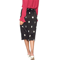Pleione Pleated Polka Dot Midi Skirt In Black