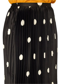 UPDATED - Pleione Plus Size Pleated Polka Dot Midi Skirt In Black