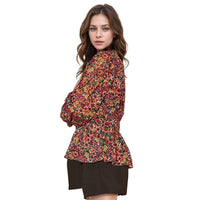 Pleione Women's V-Neck Puff Sleeve Top in Fuchsia