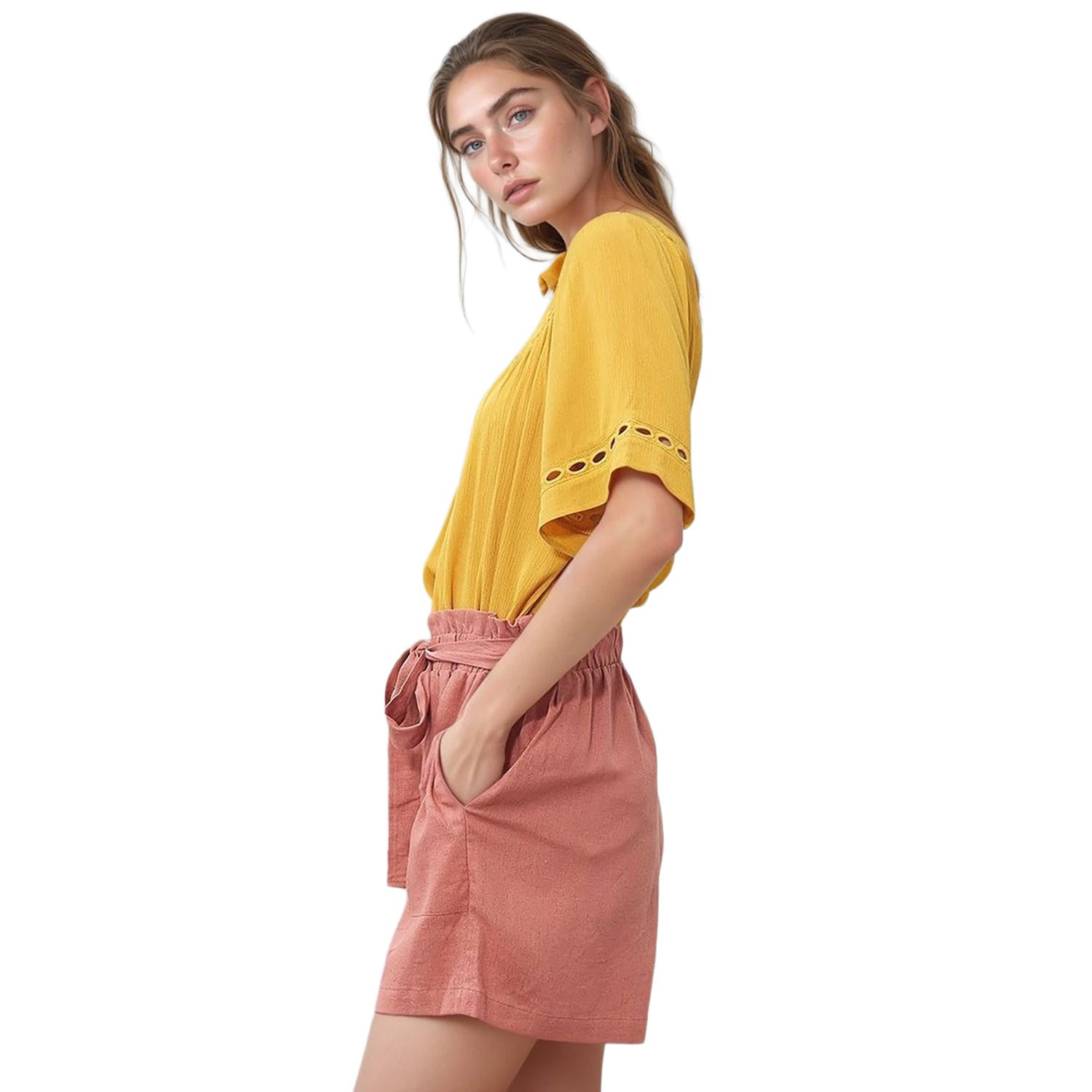 Pleione Women's High-Waist Shorts With Pockets