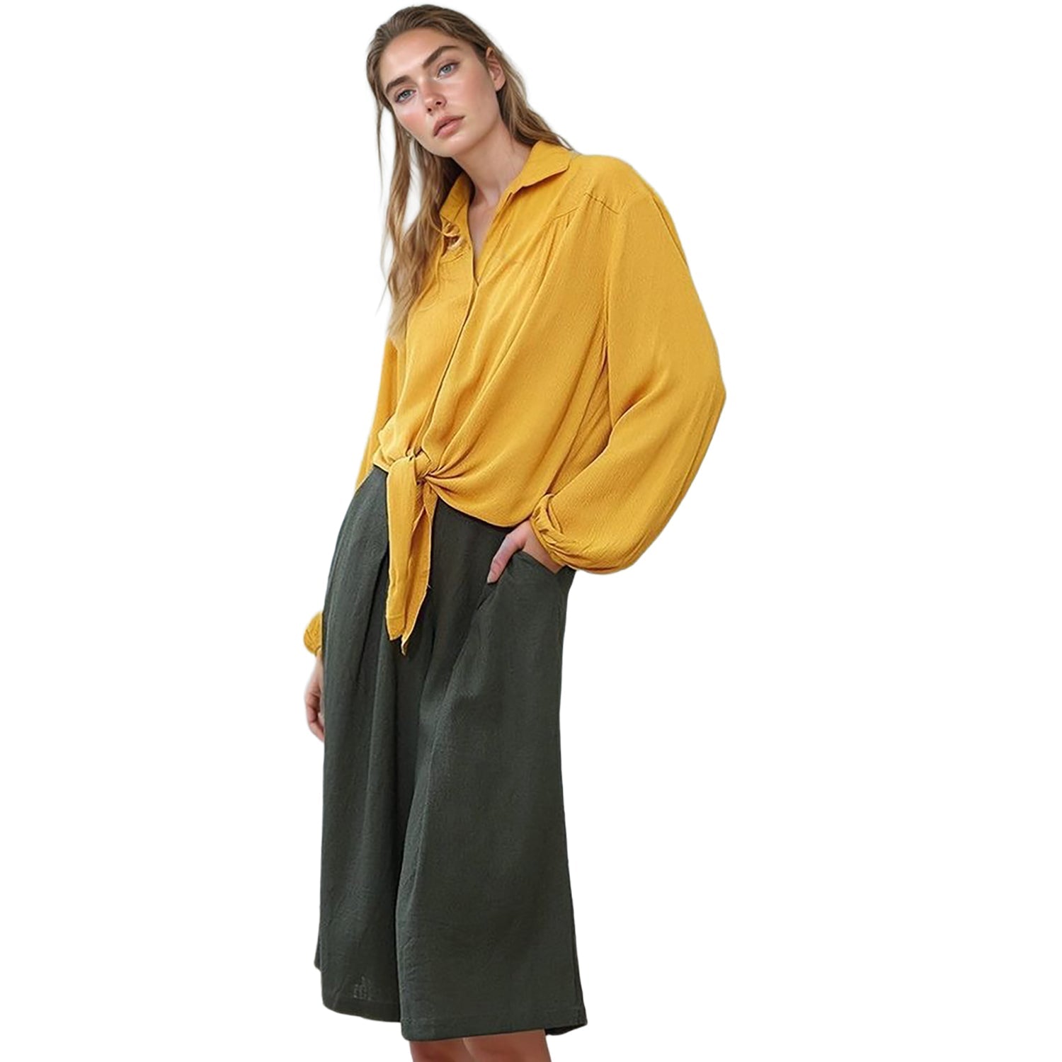 UPDATED - Pleione Women's Pleated Wide Leg Capris