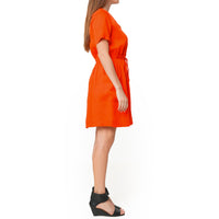 Right side of Women's Short Sleeve Utility Dress in Poppy