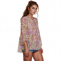 N/A Pleione Women's Tie Neck Floral Blouse