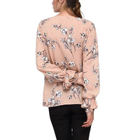 Pleione Women's Round Neck Smocked Ruffle Cuff Top