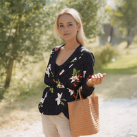 N/A Pleione Wrap Front Peplum Blouse Top