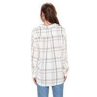 Pleione Printed Low Back Button Shirt in White
