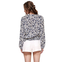Pleione Women's V-neck Blossom Top in Navy
