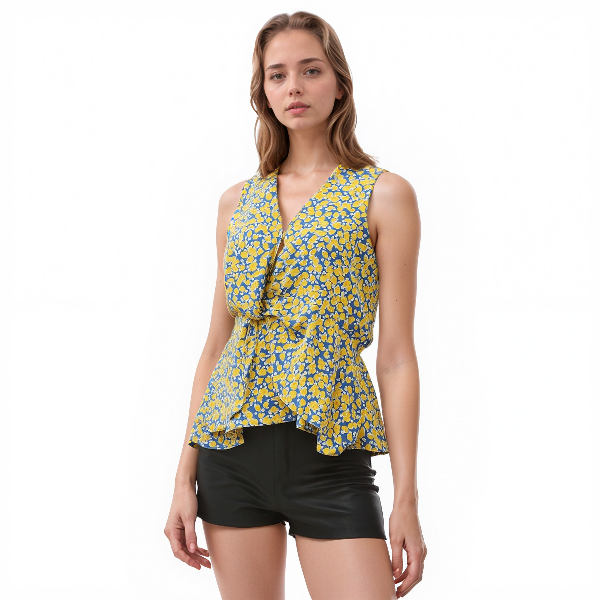 Pleione Sleeveless V-neck Twist Blouse by Shop at Konus