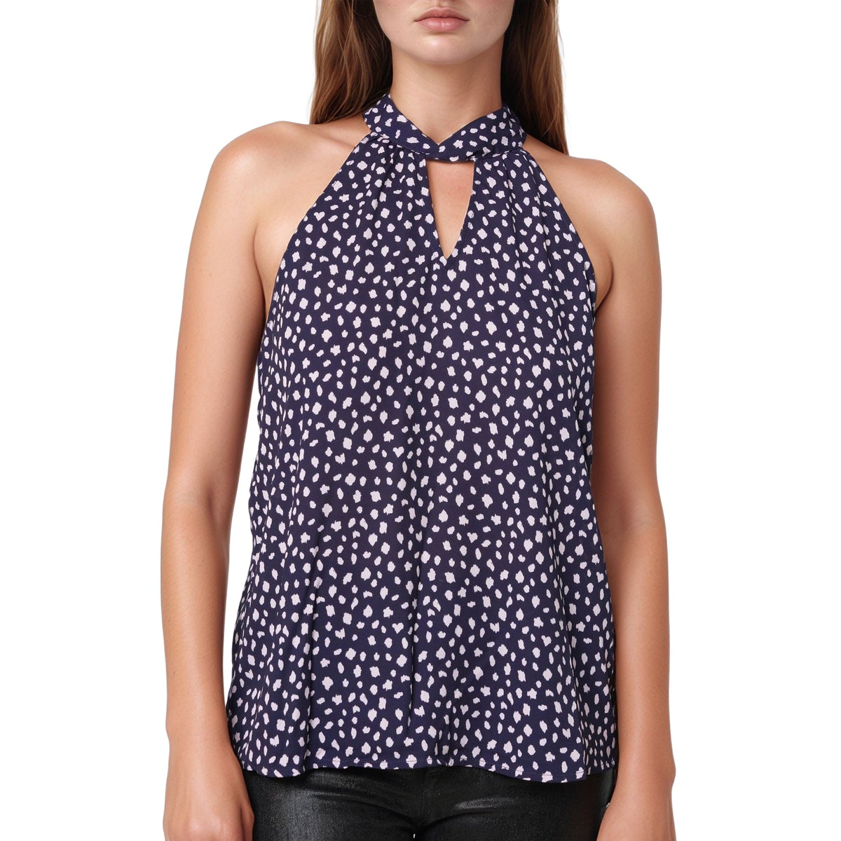 Pleione Twist Front Tie Back Halter Top