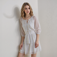 Pleione Long Sleeve Smocked Cinched Waist Dress by Shop at Konus