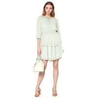 Pleione Long Sleeve Smocked Cinched Waist Dress