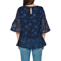 Pleione Women's Charmuese Contrast Cross Front Blouse