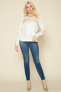 Women's Cross Front Crewneck Blouse Top - shopatkonus