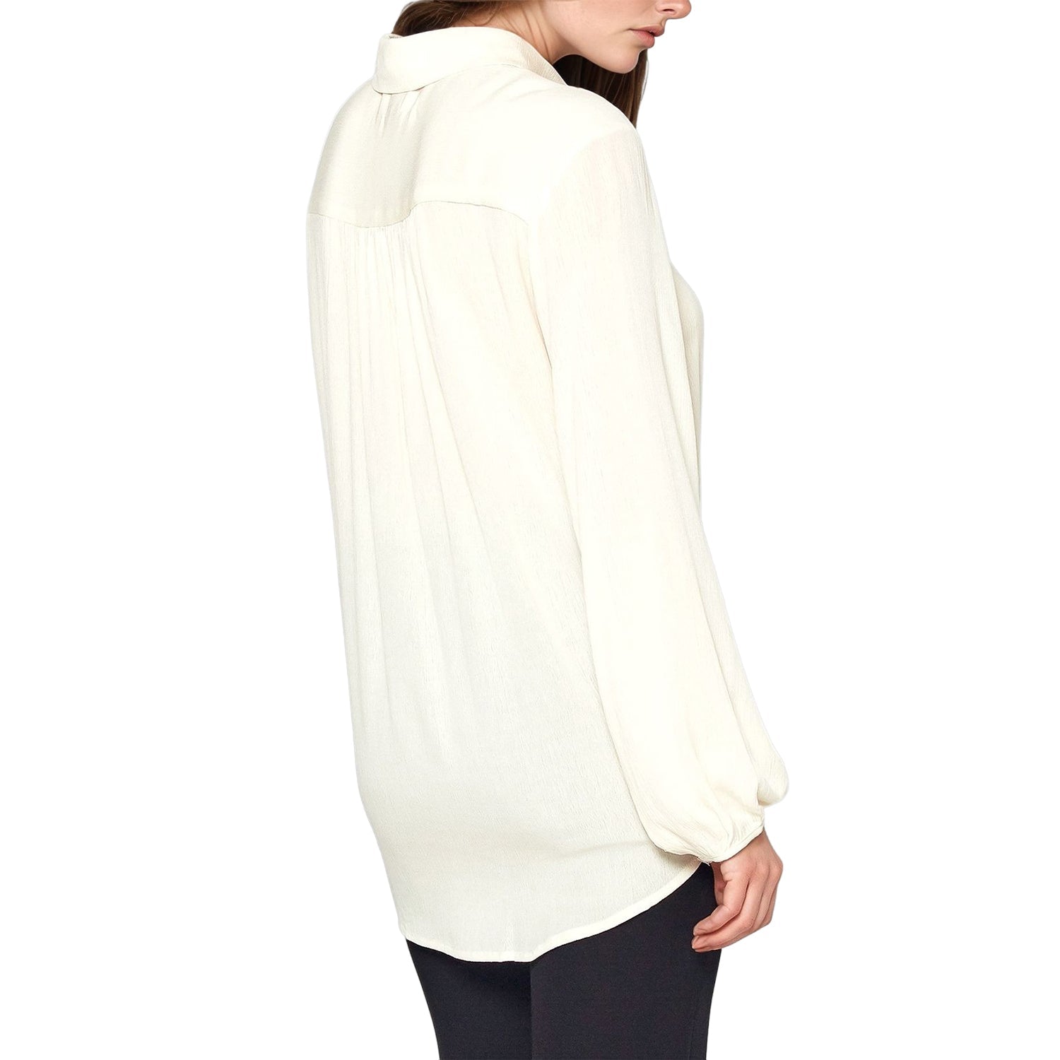 Pleione Women's Pleated Tie Hem Button Down Blouse