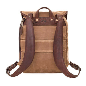 Back view of Campaign Waxed Canvas Backpack by Mission Mercantile Leather Goods
