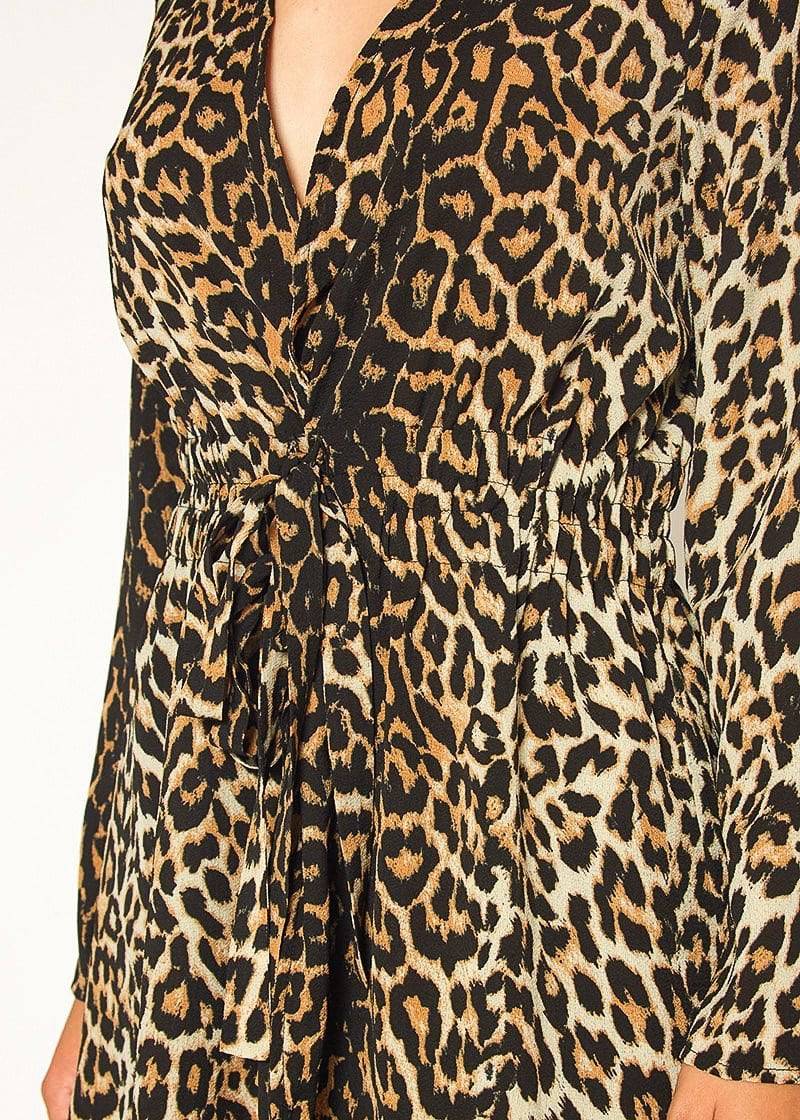 Pleione Women's Leopard Tie Front Top