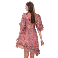 Women's Wax Flower Asymmetrical Hi-Lo Dress