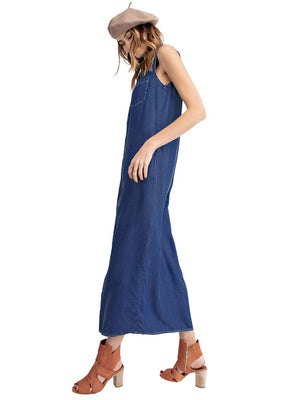 Left side of Classic Button-Down Collar Denim Shirt Dress