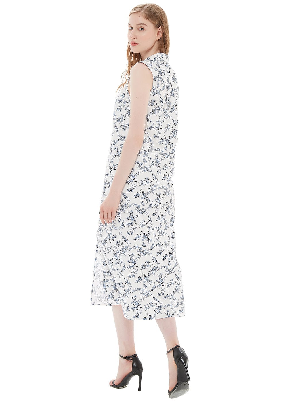 Classic Button-Down Collar Denim Shirt Dress for mom