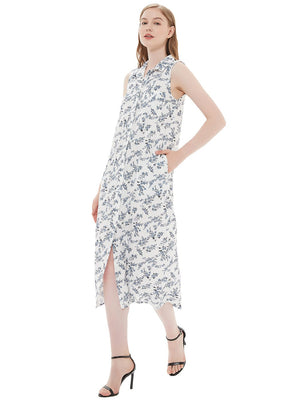 Classic Button-Down Collar Denim Shirt Dress for teens