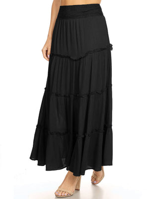 Zoom in view of Maxi Bohemian Layered Skirt