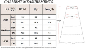 Size chart of white Maxi Bohemian Layered Skirt