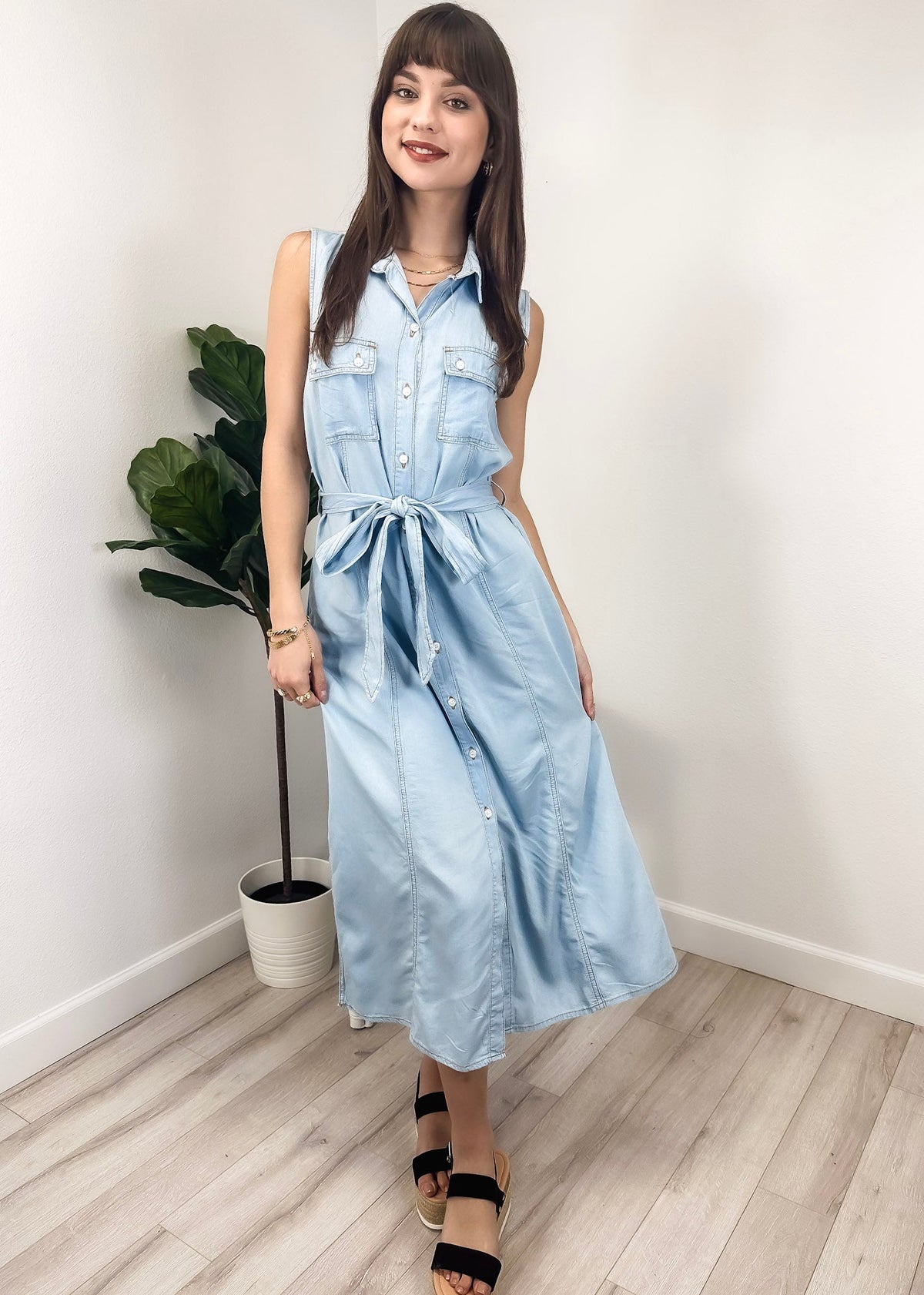 Anna-Kaci Women's Sleeveless Jean Shirt Dress Tied Waist Turn Down Collar Pocket Denim Dress, XL 16-18 / Light Blue Anna-Kaci Women's Sleeveless Jean Shirt Dress Tied Waist Turn Down Collar Pocket Denim Dress, XL 16-18 / Light Blue