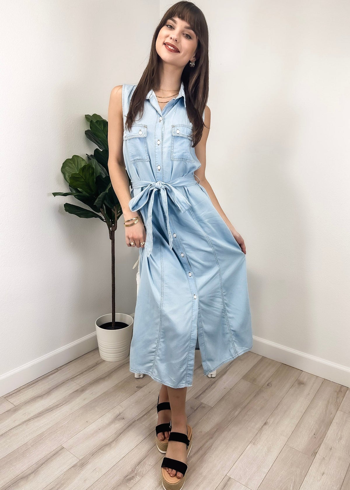 Anna-Kaci Women's Sleeveless Jean Shirt Dress Tied Waist Turn Down Collar Pocket Denim Dress, XL 16-18 / Light Blue Anna-Kaci Women's Sleeveless Jean Shirt Dress Tied Waist Turn Down Collar Pocket Denim Dress, XL 16-18 / Light Blue