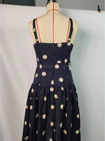 Back view of Polka Dot Sweetheart Neck Midi Dress
