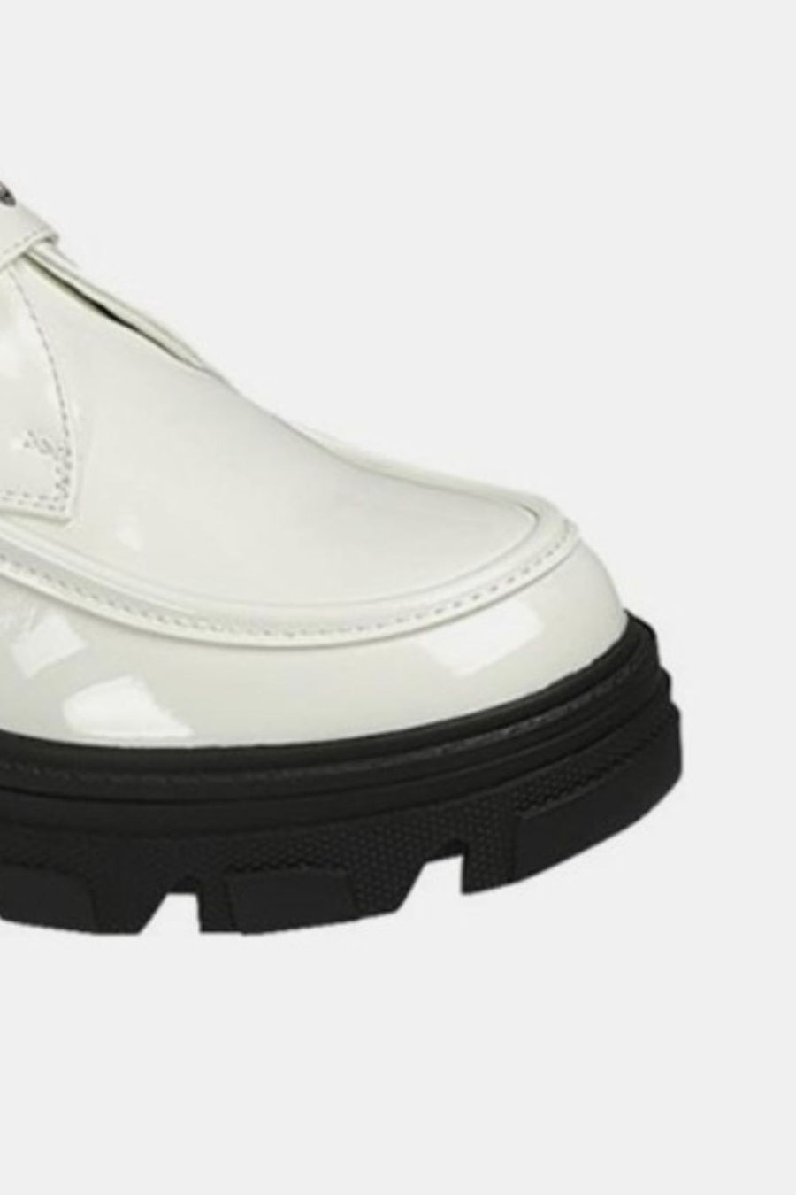 View of the front of Forever Link Buckled Platform Lug Sole Loafers