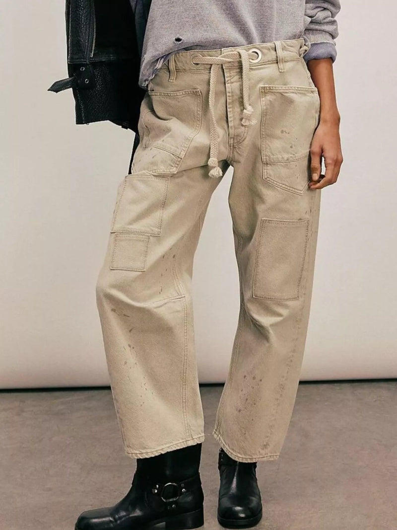 Beige jeans front view