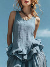 Ladies Cute Outfit 2026 Fashion Sleeveless Ruffled Hem Round Neck Tank