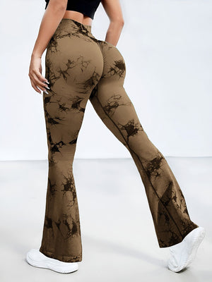 Back view of beige Tie-Dye High Waist Active Leggings