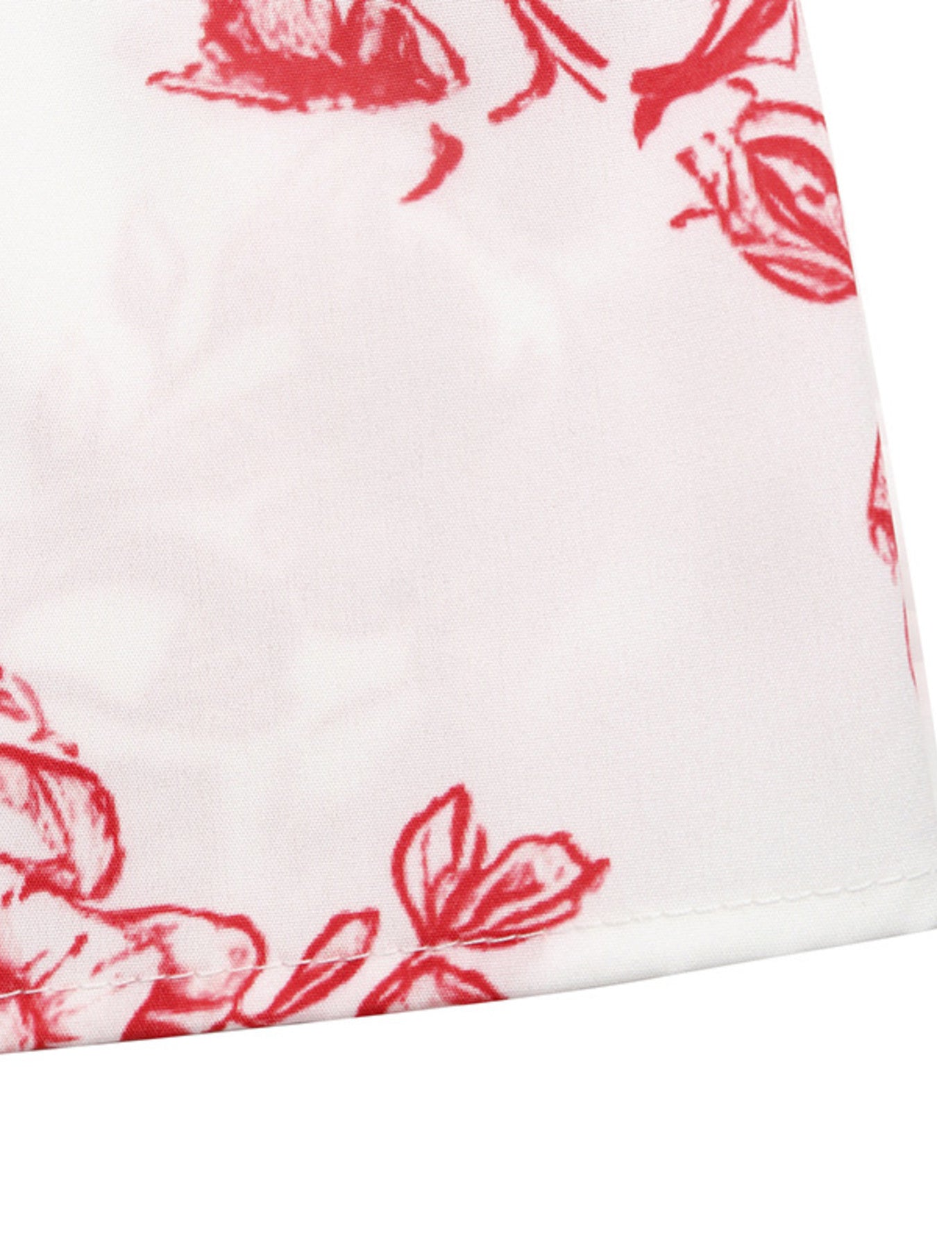 White fabric with red floral pattern