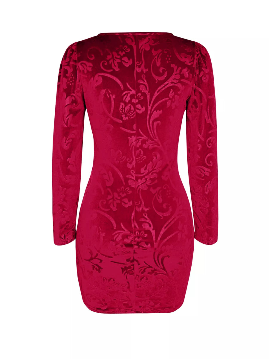 Red patterned dress on a white background