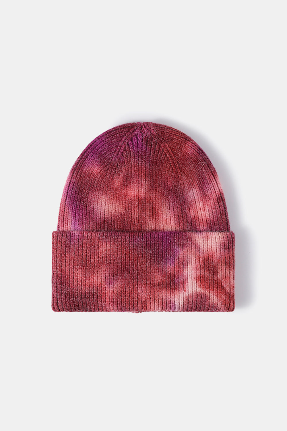 Tie-dye beanie on a white background