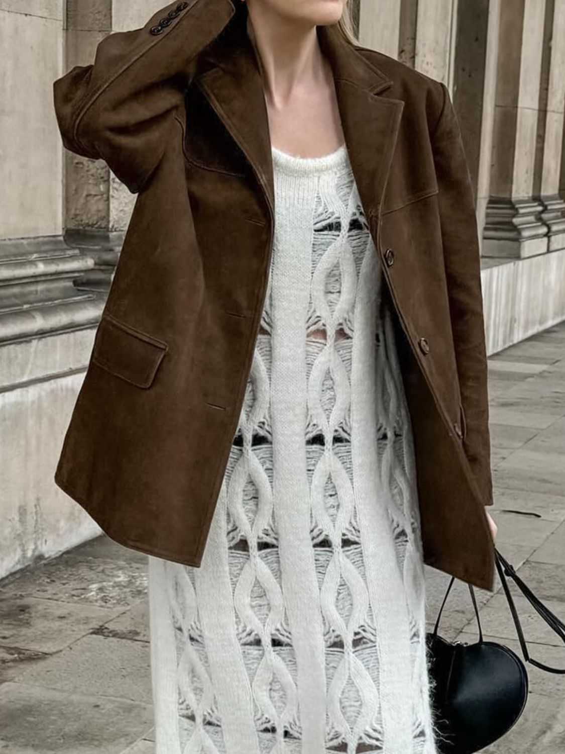 Front view of Lapel Collar Button Up Jacket