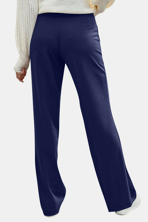 Back view of Decorative Button High Rise Pants