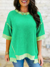 Loose Uneven Hem Twist Ribbed T Shirt