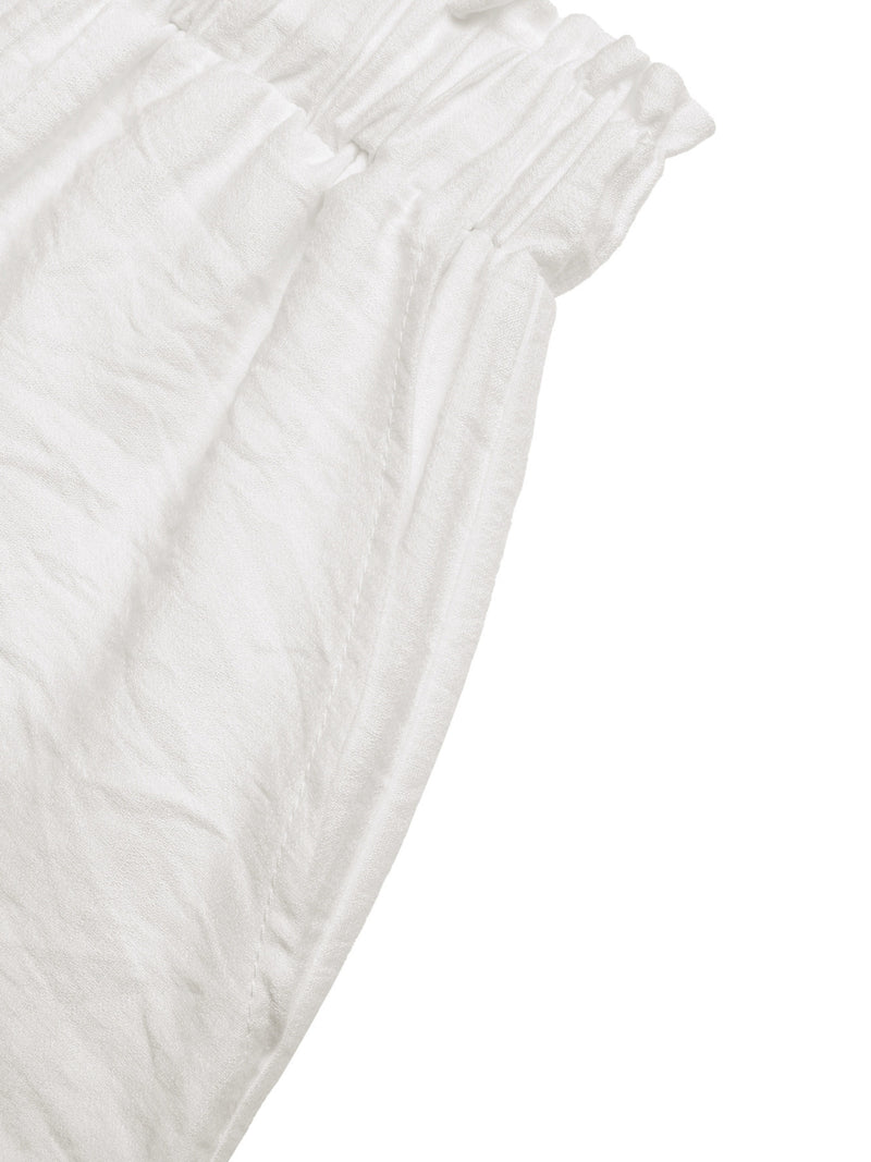 Close-up of textured white fabric on a white background