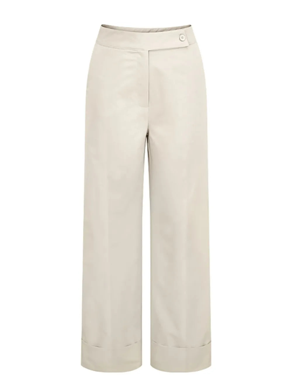 Beige wide-leg pants on a white background