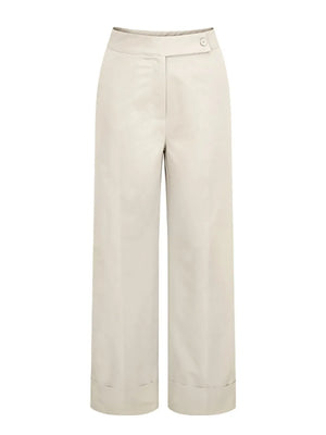 Beige wide-leg pants on a white background
