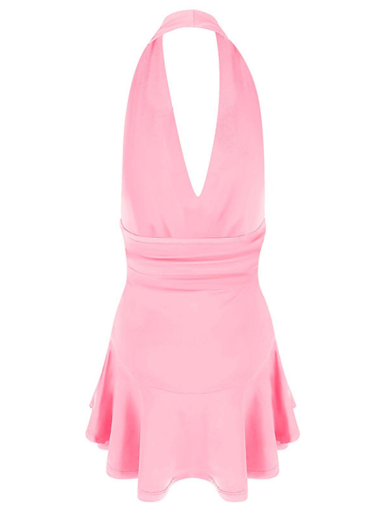 Pink halter dress on a white background