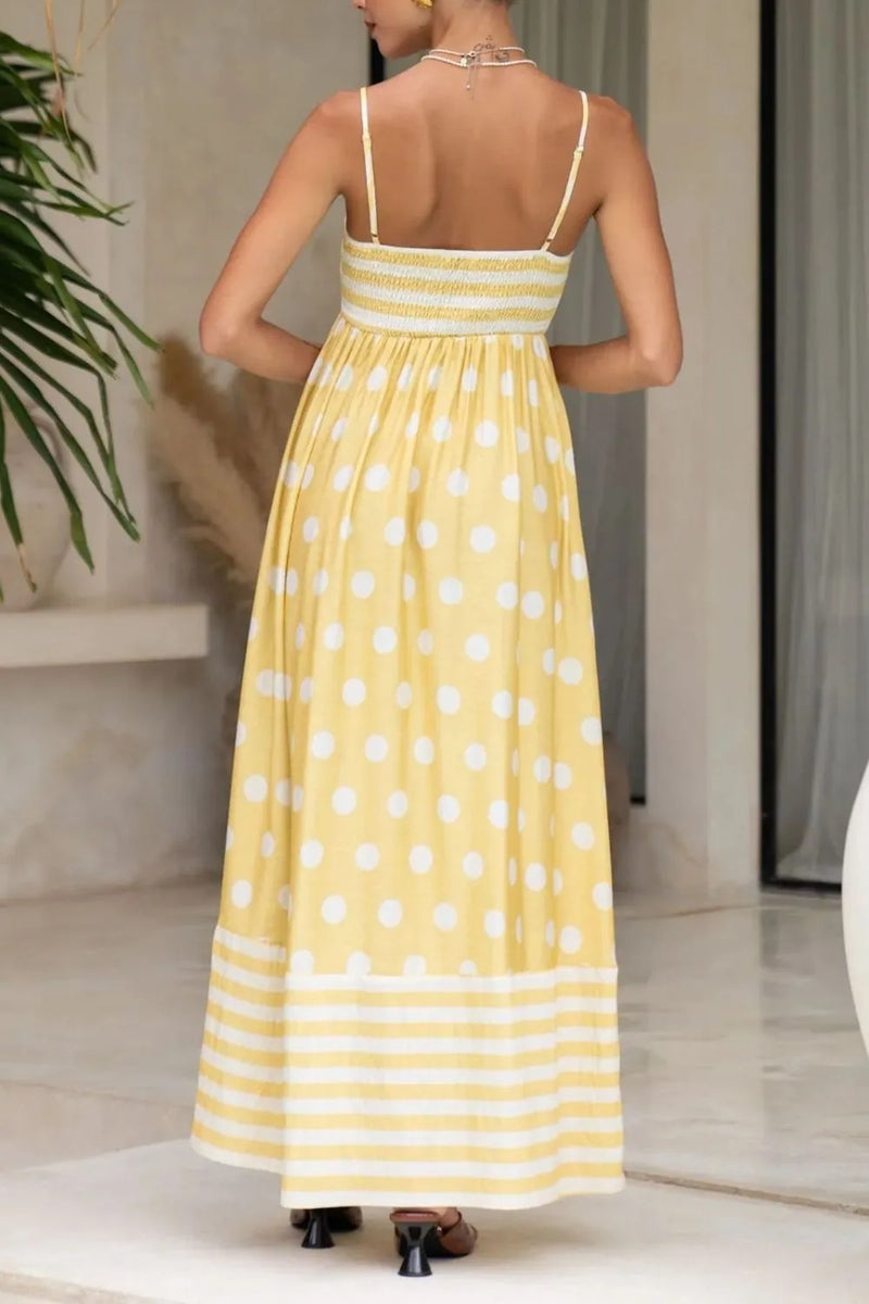 Full back view of Polka Dot Square Neck Cami Dress