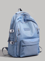 Blue backpack on a gray background
