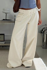 White Wide Leg Jeans with Pockets