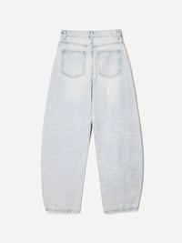 Light blue jeans on a white background